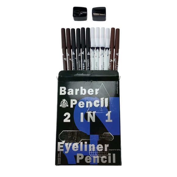 12pk White & Colored Barber Pencil Eyeliner Set w/ Sharpeners – Beard Outline To - Picture 1 of 4